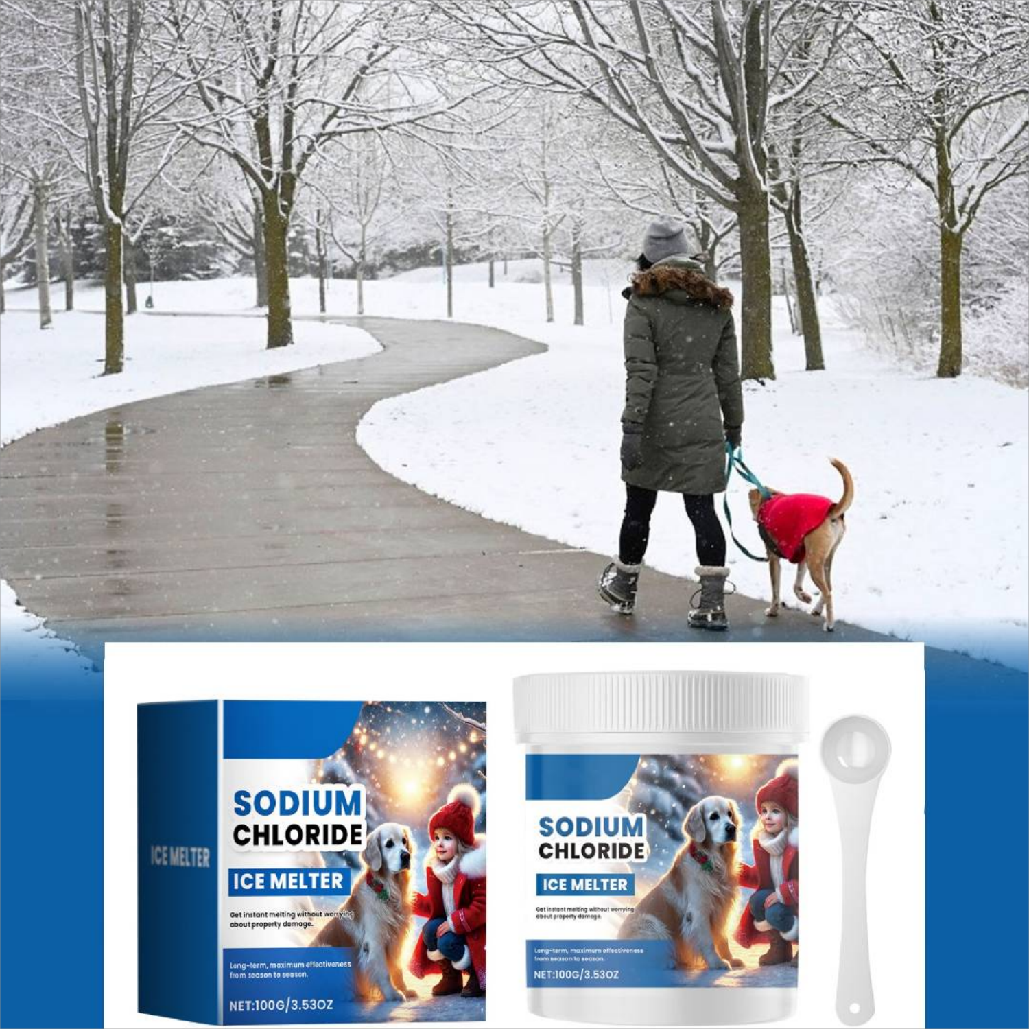 Safe Paw Pet Friendly Ice Melt, Natural Based Formula for Effective Snow \u0026 Ice Removal, Safe for Concrete, Pets \u0026 Vegetation